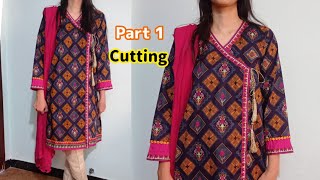 How to cut Angrakha kurti  Angrakha cutting  Tabeen stitching [upl. by Sara-Ann132]