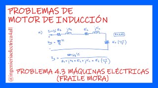 Problema 43 de motor de inducción Corriente a plena carga Potencia y par nominal Rendimiento [upl. by Anaid]