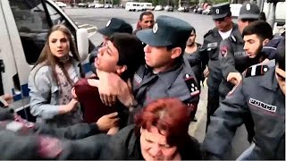 Watch Demonstrators wrestle with police at Armenia antiPM protest [upl. by Edmon336]