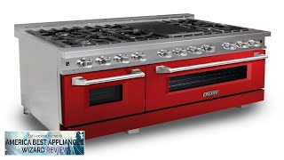 Professional Dual Fuel Range in Snow Stainless with Red Gloss Door RASRG48 Review [upl. by Annayad979]