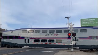 Altamont Corridor Express 3302 06 North  E Lafayette Street Railroad Crossing Stockton CA [upl. by Eudoxia]