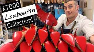 £7000 Louboutin Collection Restoration Shoe Repair POV  ASMR [upl. by Eilloh]