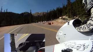 Pikes Peak FULL RACE RUN and Side Car Motorcycle CRASH  Johnny Kilmore and Gina Marie [upl. by Nylrats]