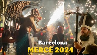 Correfoc de la Mercè 2024 al Passeig de Gràcia  Barcelona Festa Major [upl. by Gwendolen]