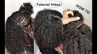 HOW TO  Natural Hair Sewin WEAVE No Leave Out Tutorial Video For BEGINNERS [upl. by Otreblon]