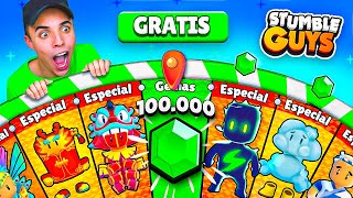 Compré x100 NUEVAS RULETAS GRATIS en STUMBLE GUYS 🤑 100000 GEMAS [upl. by Eerat]