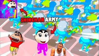 SHINCHAN Built BIGGEST LEVEL 99999 WEAPON FACTORY to fight LARGEST ARMY in WEAPON MASTER 3D  CHOP [upl. by Dorlisa]