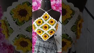 Tops Girasol 3D a Crochet y Granny de Girasol a crochet [upl. by Gilligan]