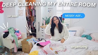 getting my life together VLOG Deep cleaning my room car wash organizing [upl. by Emoryt960]