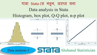 Data analysis in Stata  Histogram box plot QQ plot np plot– Part 3 Bangla tutorial [upl. by Vittoria]