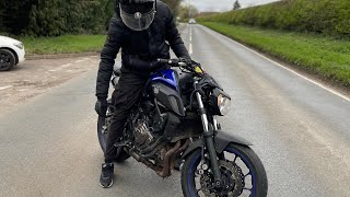 Yamaha MT07FZ07 SC project exhaust comparisons [upl. by Blatman]