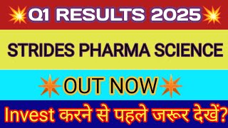 Strides Pharma Q1 Results 2024 🔴 Strides Pharma Share Result 🔴 Strides Pharma Share Latest News [upl. by Aratas97]