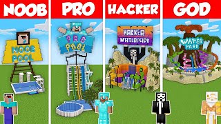 WATER SLIDE AQUA PARK BUILD CHALLENGE  Minecraft Battle NOOB vs PRO vs HACKER vs GOD  Animation [upl. by Rrats]