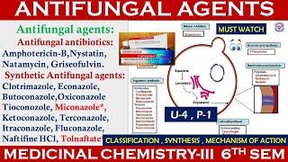 Antifungal Agents  Antibiotics amp Azole Antifungal Drug  Medicinal Chemistry3  U4 BP601T [upl. by Pilihp]