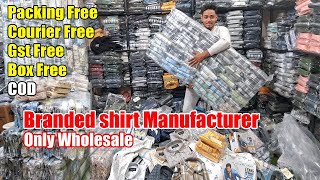 Branded shirt wholesale cheapest market  shirt wholesale branded shirt  first copy cod [upl. by Tdnarb713]