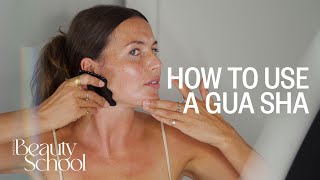 Gua Sha Facial Massage Tutorial  SheerLuxe Beauty School No5 [upl. by Wilonah]