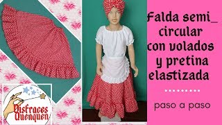 DIY Disfraz de NEGRITA CANDOMBERAComo hacer FALDA SEMICIRCULAR con volados y pretina elastizada [upl. by Aihsile255]