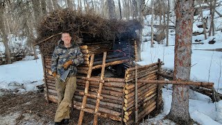 I Destroyed My Bushcraft Survival Shelter  It Caught Fire [upl. by Llerraf410]