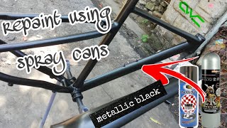 Bike Repaint Matte Black Metallic Using Spray Cans  Foxter Brisk In Matte Black Paint Job [upl. by Azile]