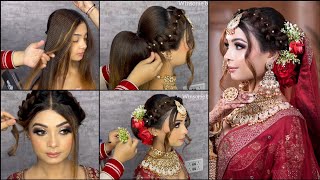 LATEST BRIDAL HAIRSTYLE  EASY BRIDAL BUN  QUICK HAIRDO  INDIAN BRIDE HAIRSTYLE [upl. by Assiroc781]