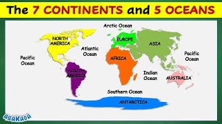 7 Continents and 5 Oceans  Seven Continents of the World and Five Oceans [upl. by Aronas]