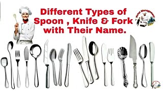 Types of Spoon Knife and Fork  Cutlery Sets With Name And Size AP Spoon  Hotel Management [upl. by Trescott822]