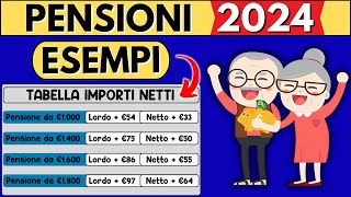 ✅PENSIONI👉AUMENTI DA GENNAIO 2024👉 ESEMPI CON IMPORTI NETTI➕NUOVE FASCE RIVALUTAZIONE [upl. by Azilem]