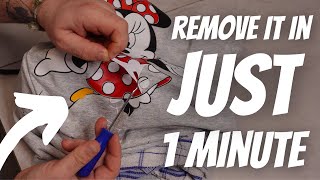 HOW TO REMOVE PRINTING FROM ANY PRINTED t shirt hoodies bags in just 1 minute with the iron [upl. by Marji]