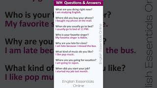 WH Questions amp Answers  English Speaking Practice  Learn English [upl. by Ailekahs]