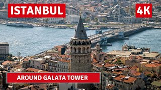 Jan 2022 Istanbul Around Galata Tower Walking Tour4k UHD 60fps [upl. by Ivana]