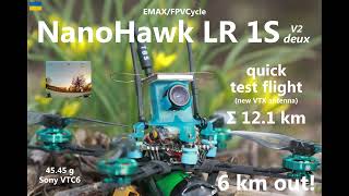 🇺🇦 NanoHawk LR 1S build  121 km test flight new VTX antenna  6 km out Nano Long RangeFPVCycle [upl. by Ratcliff155]