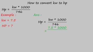 how to convert kw to hp  electrical formulas [upl. by Zurek]