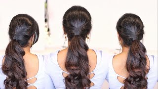 PONYTAIL hairstyle  Simple Twisted Ponytail  2 minute Easy Hair for College Work  Femirelle [upl. by Auguste]