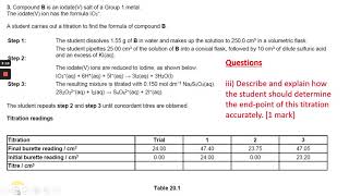 Applied redox titration question walk through [upl. by Trebla173]