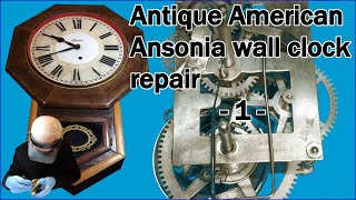 Antique American Ansonia wall clock service  Part 1 americanclockrepairs AnsoniaClocks [upl. by Onid]