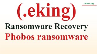 How to Remove and Decrypt Eking eking Phobos Ransomware Viruses  Stop Ransomware Ultimate Guide [upl. by Gavriella]