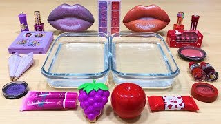 Grape vs Apple  Mixing Makeup Eyeshadow into Clear Slime  Special Series 34 Satisfying Slime Vide [upl. by Aynad]