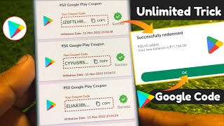 Unlimited Trick   Free Redeem Codes for playstore at ₹0  How to get free google redeem codes [upl. by Nnyliak]