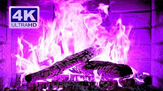 🔥 PURPLE FIREPLACE 4K Ultra HD Halloween Ambience [upl. by Nnylodnewg]