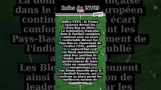 France maintient sa position en tête de lindice UEFA devant les PaysBas après une performanc [upl. by Maleen]