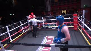 Ultimate White Collar Boxing Liverpool Andy Grant red v Sebastian Long Blue 220624 [upl. by Nipahc768]