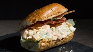 The Best Egg Salad Sandwich with Shrimp and Bacon  SAM THE COOKING GUY [upl. by Auqinahc]