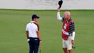 McIlroy snubs ‘cheating’ caddie after Ryder Cup row [upl. by Oigroeg]