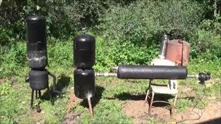 Building a quotWood Gasifierquot out of propane tanks with a gas cooling water heater [upl. by Ledda877]