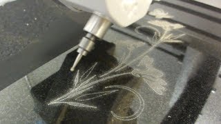 CNC Highspeed Vector engraving engraver Granit Gravur Vektor Grafik Inschriften Grabsteine Glas [upl. by Airyt]