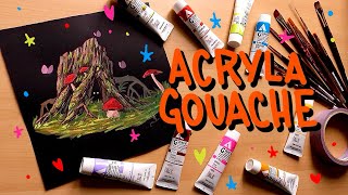 PAINTING WITH ACRYLA GOUACHE  paint a boggy log with me [upl. by Silsby490]