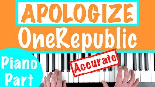 How to play APOLOGIZE  OneRepublic Piano Chords Accompaniment Tutorial [upl. by Margit]