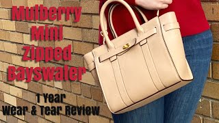 Mulberry Mini Zipped Bayswater  1 Year Wear amp Tear Review [upl. by Enomsed]