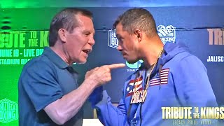 JULIO CESAR CHAVEZ SR TAUNTS MACHO CAMACHO JR DURING FACE OFF BOTH GO FACE TO FACE AT FINAL PRESSER [upl. by Hawkie834]