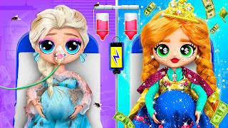 Rich Anna and Broke Elsa Became Mommies  32 Frozen DIYs [upl. by Borroff]